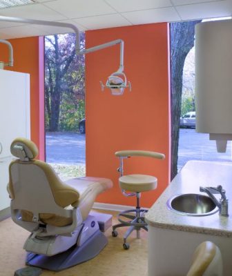 Dental chair and sink